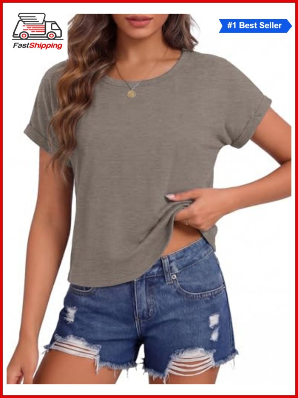 ✨ Crewneck Short Sleeve Boxy Crop Top Tee Summer Casual Shirt